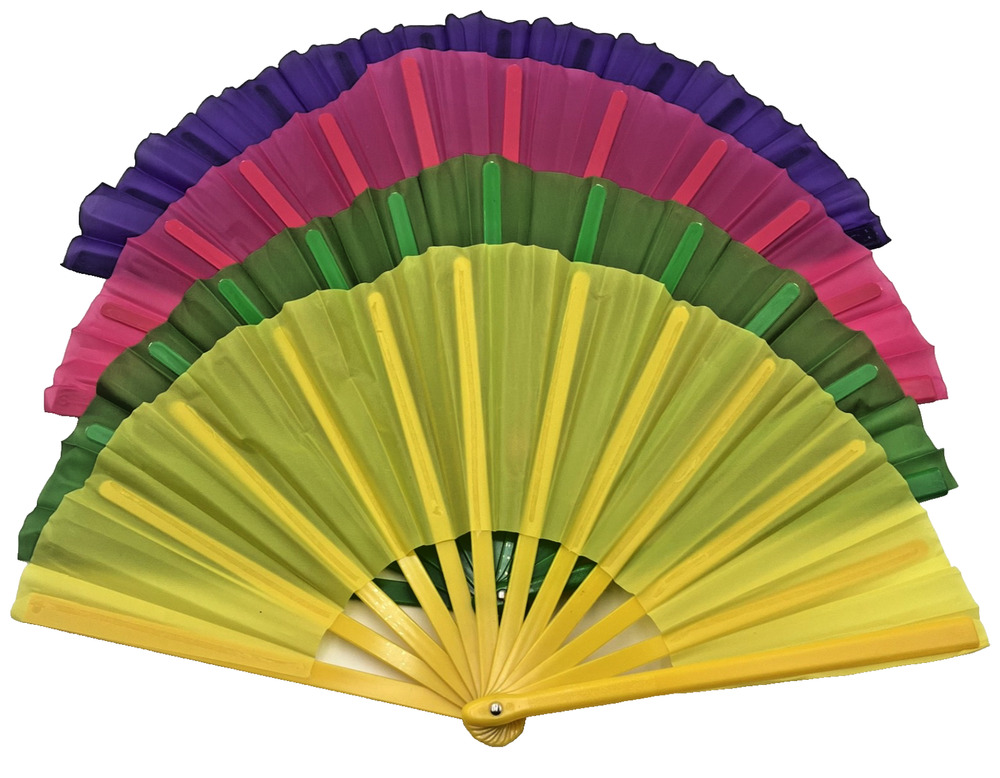 4 Pack Large Folding Hand Fan for Line Dance & Popping, Large Clap Rave Fan C...
